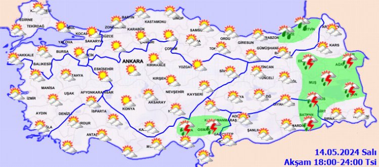 Doğuda kuvvetli yağışlar var.. Hava sıcaklıkları normale dönüyor