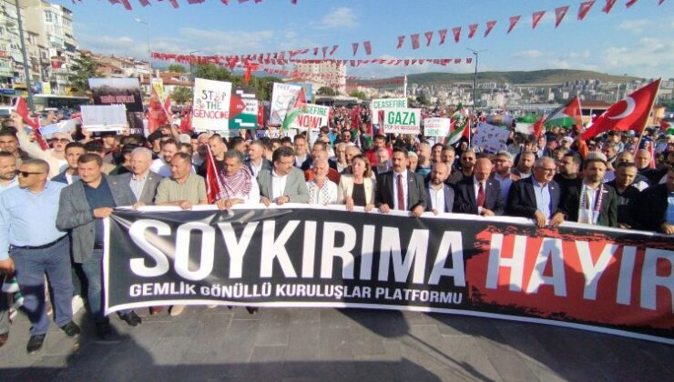 Gemlik’te Gazze’ye destek yürüyüşü