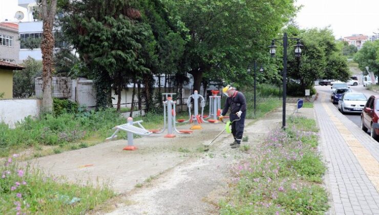 Mudanya’da park ve yeşil alanlara bakım