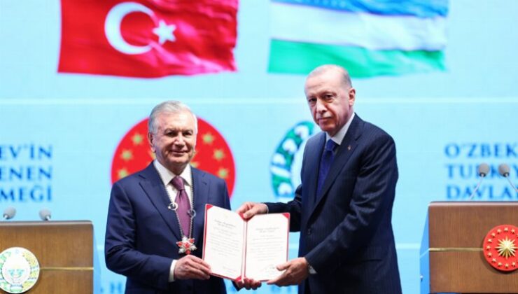 Özbekistan Cumhurbaşkanı’na Devlet Nişanı tevcih edildi