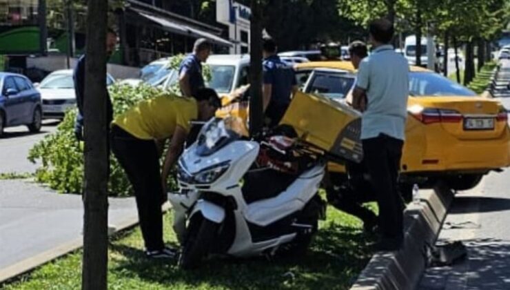 Pendik’te ticari taksi ile motosiklet çarpıştı: 1 yaralı