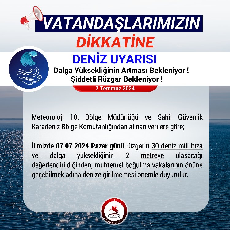 Samsun'dan vatandaşlara deniz uyarısı!