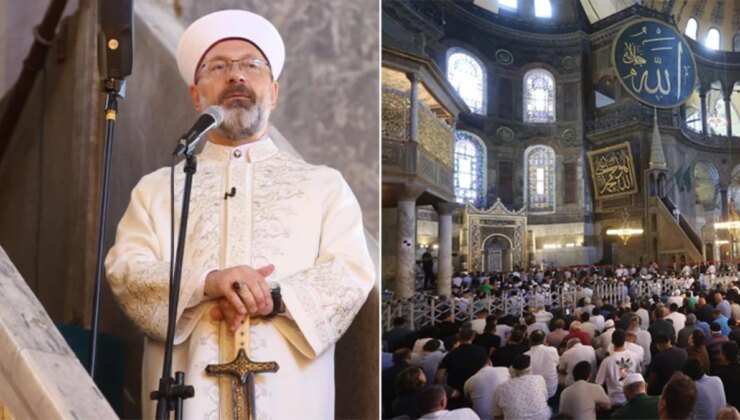 Ayasofya’nın minberine kılıçla çıkan Erbaş, İsrail’e meydan okudu: Zalimler mutlaka yenileceklerdir