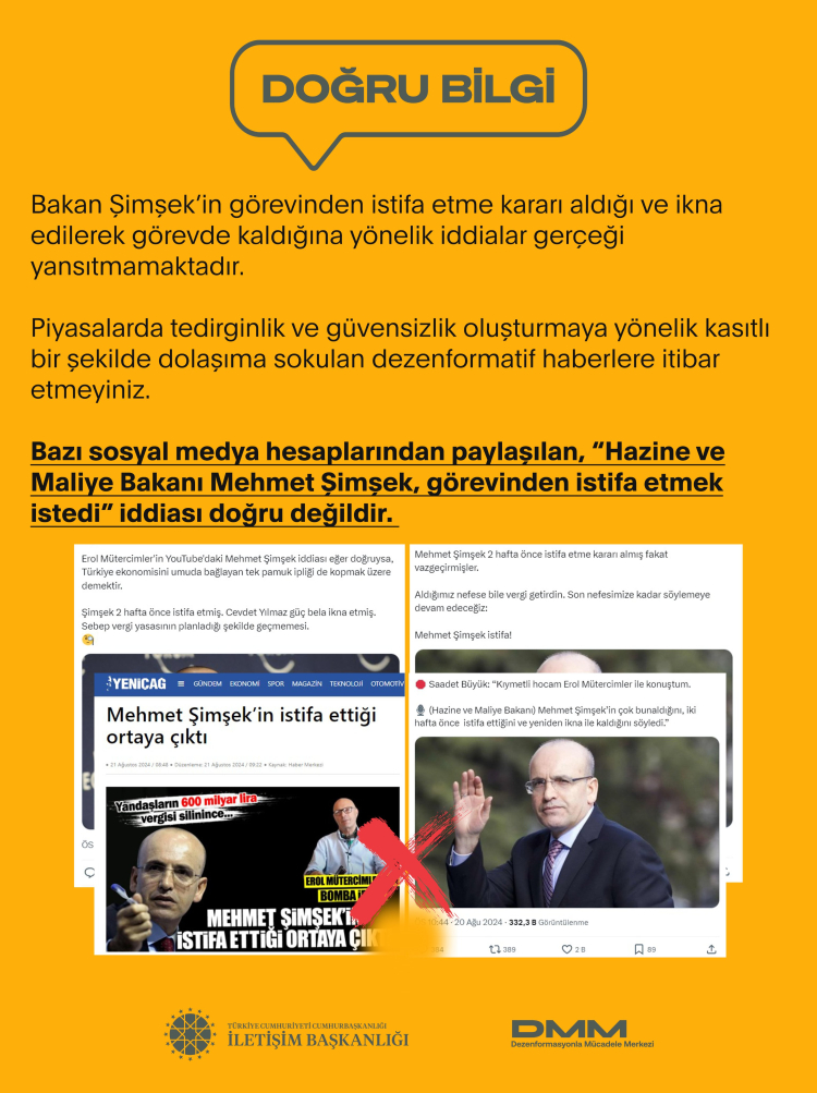 Yine Bakan Şimşek, yine istifa iddiaları! Açıklama İletişim'den geldi