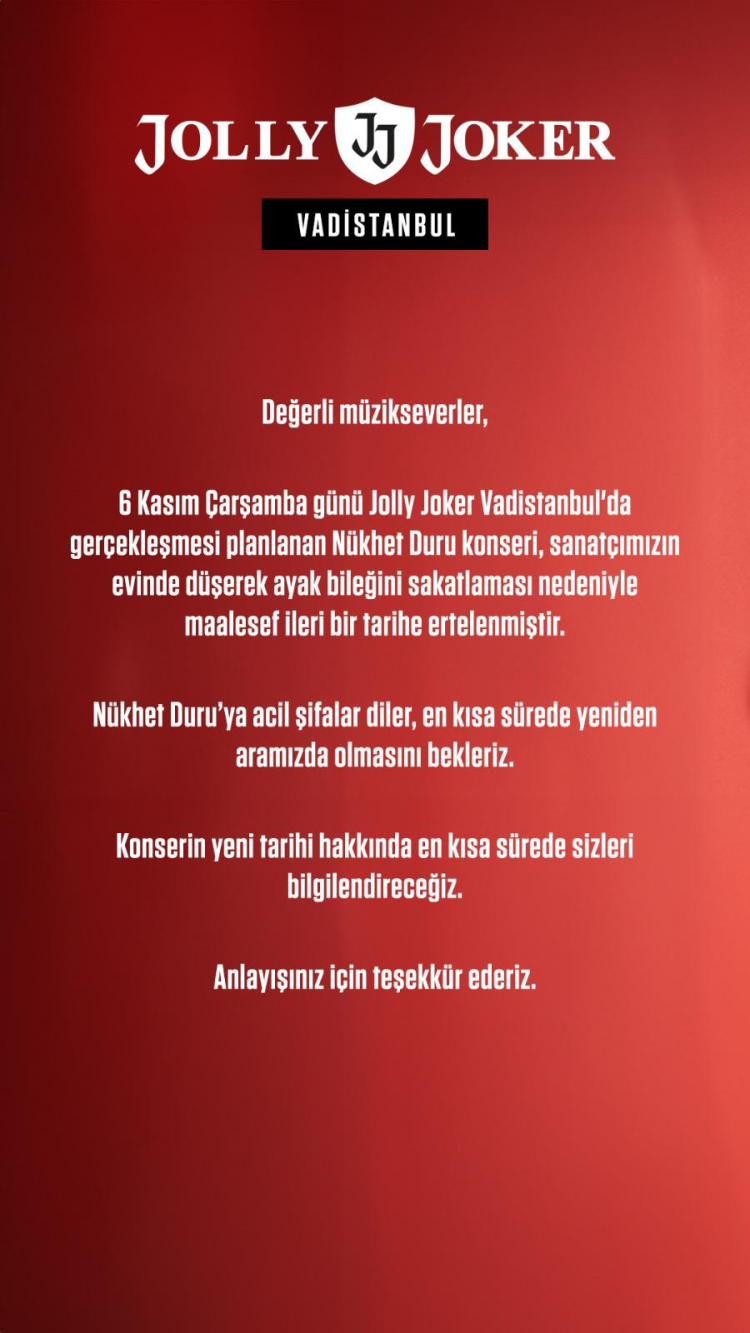 Nükhet Duru'ya nazar değdi! Konseri ertelendi