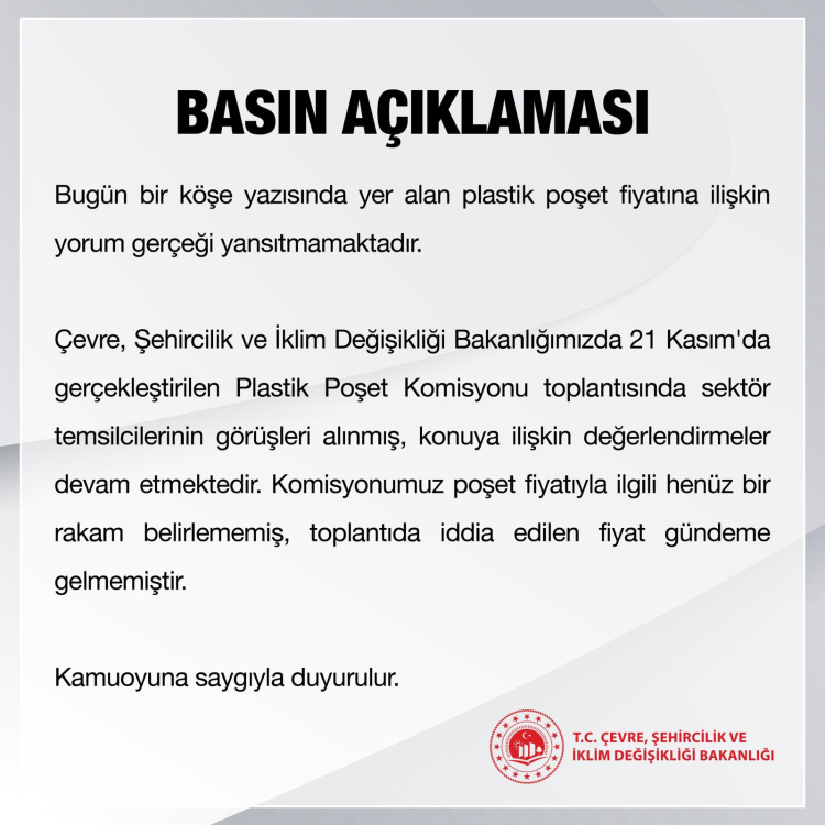 Bakanlıktan poşet açıklaması