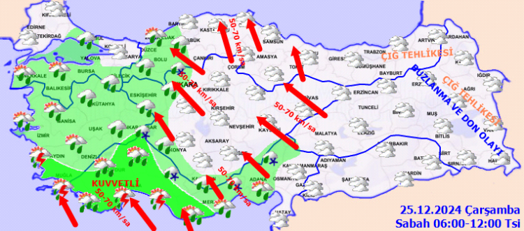 Yurtta bugün hava nasıl olacak? Meteoroloji'den 25 Aralık Çarşamba raporu