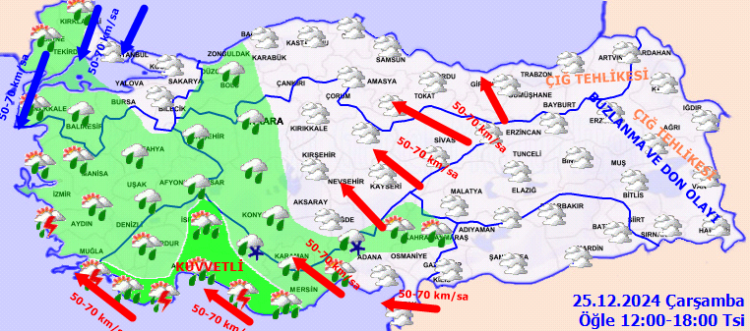 Yurtta bugün hava nasıl olacak? Meteoroloji'den 25 Aralık Çarşamba raporu