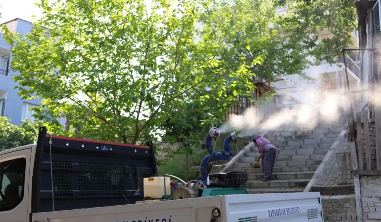 İzmir Karabağlar’da haşerelere karşı ilaçlama seferberliği